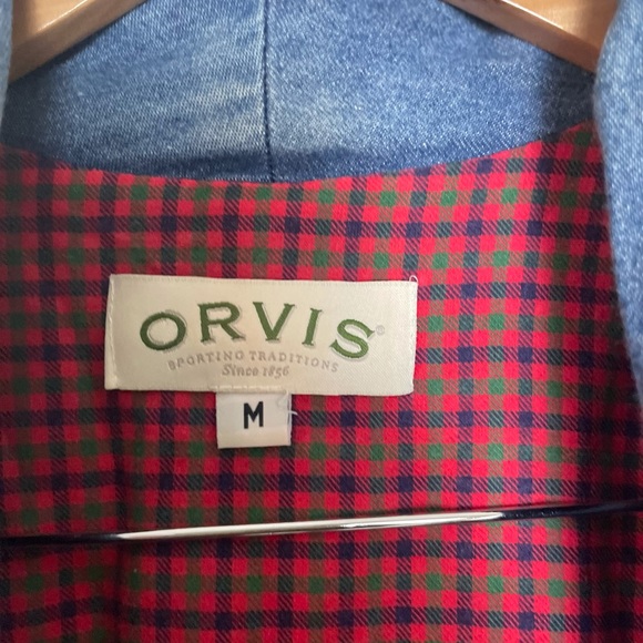 Orvis Chambray Denim Plaid Lined Robe M - Picture 8 of 8